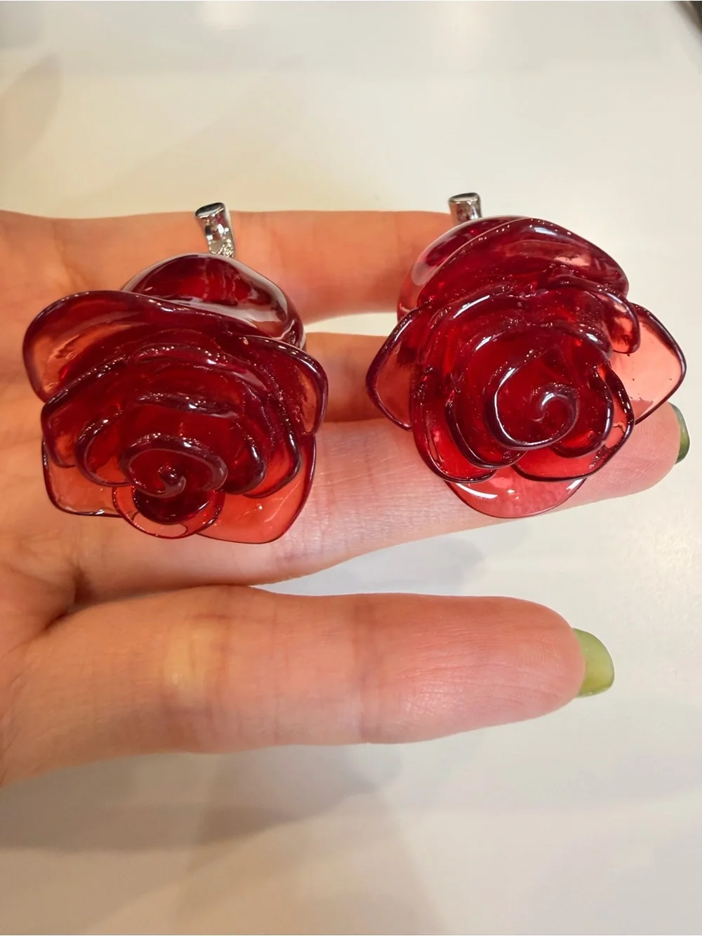 Red Rose Stud Earrings